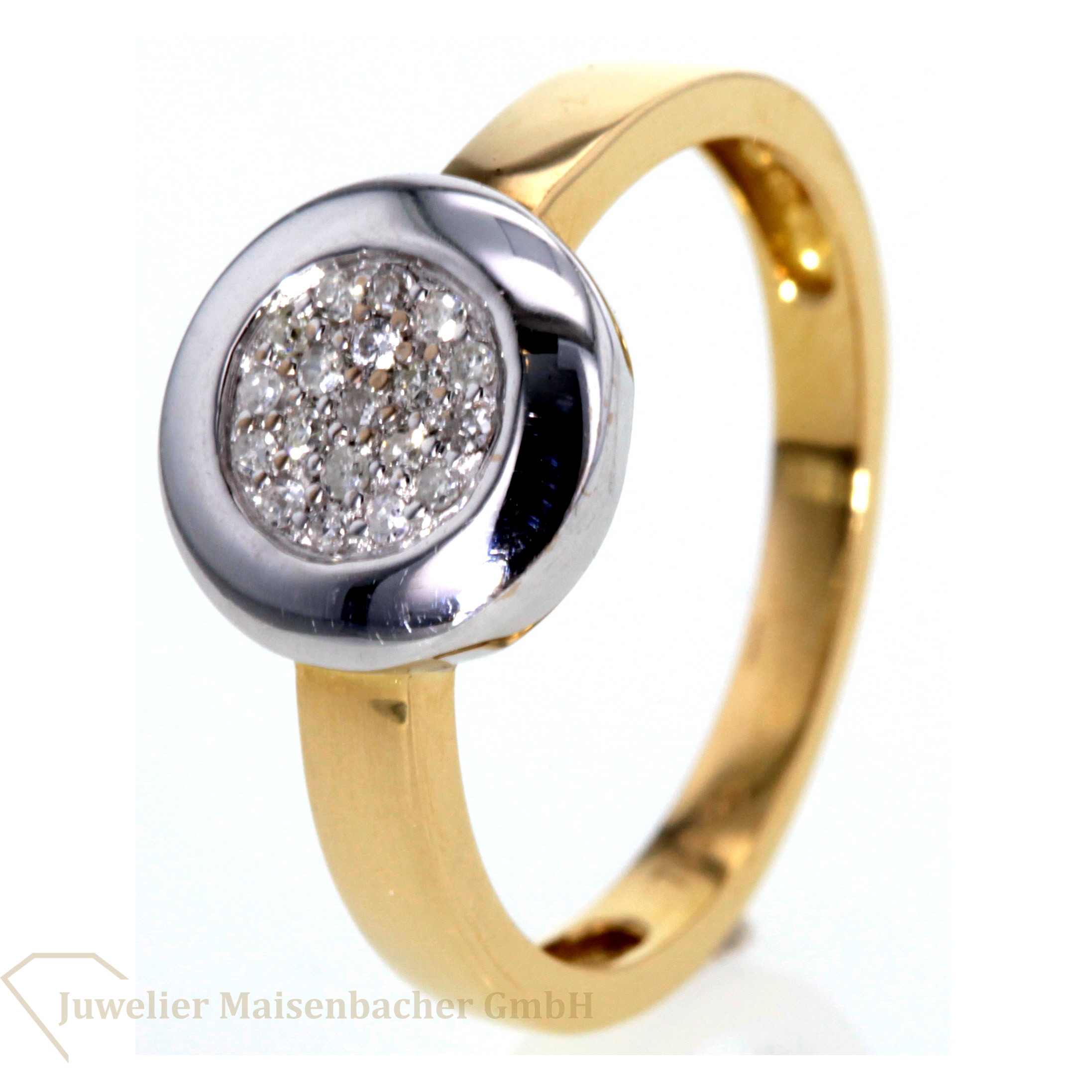 Diamantring 750 Gold Bicolor mit 19 Diamanten