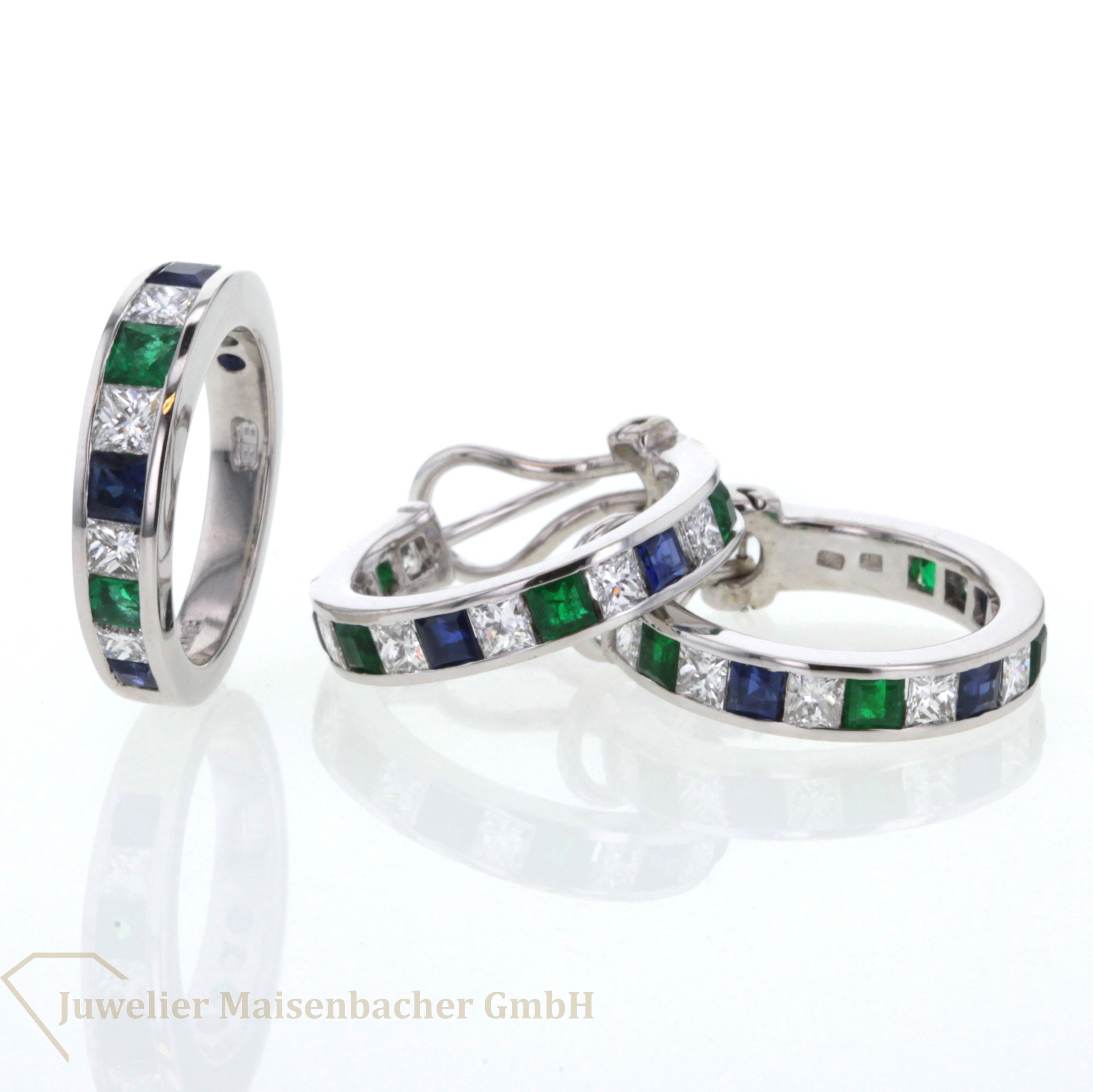 Goldschmiede Brenner Schmuckset *Tricolore*, Ring und Ohrringe