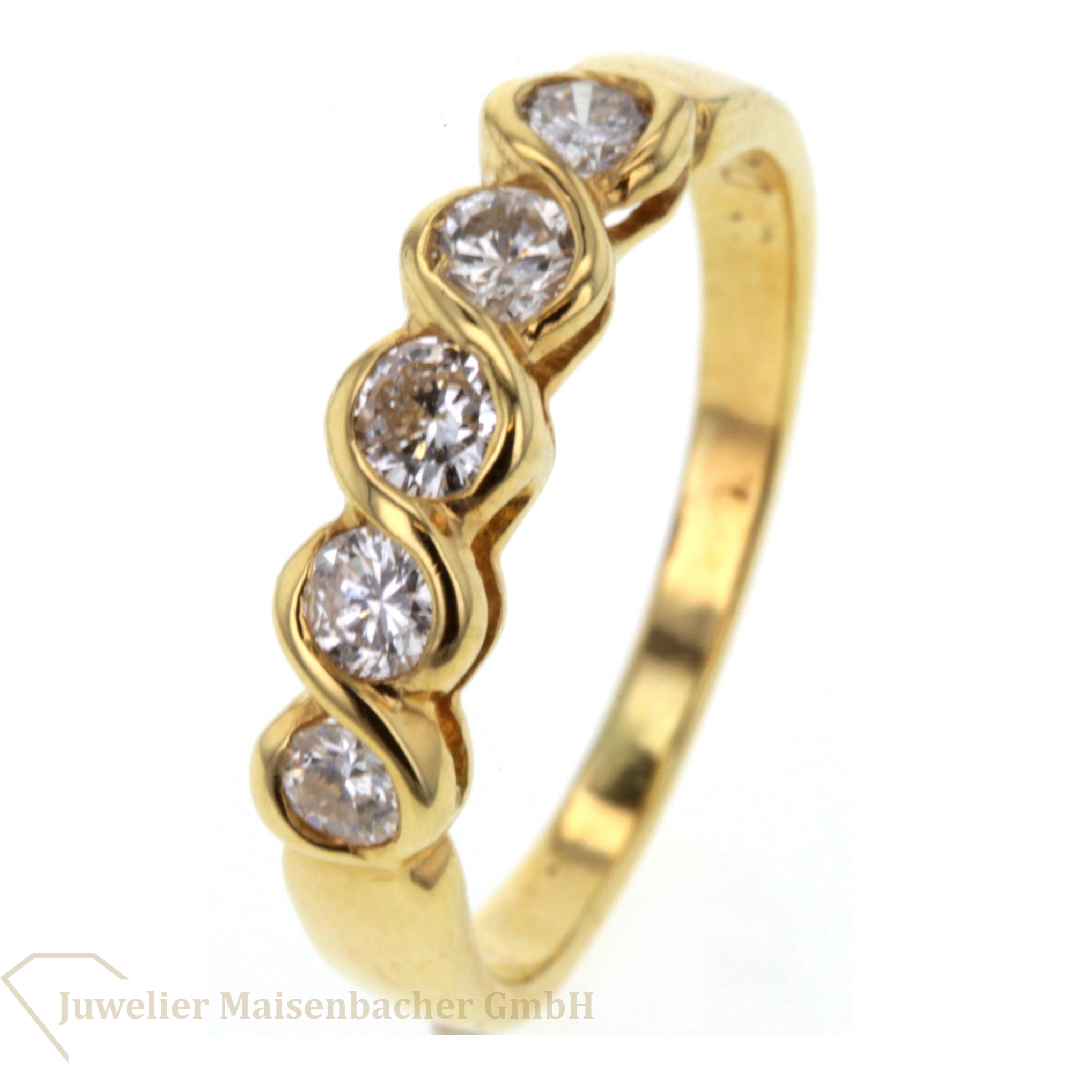 Memoryring mit Diamanten in 585/- Gelbgold