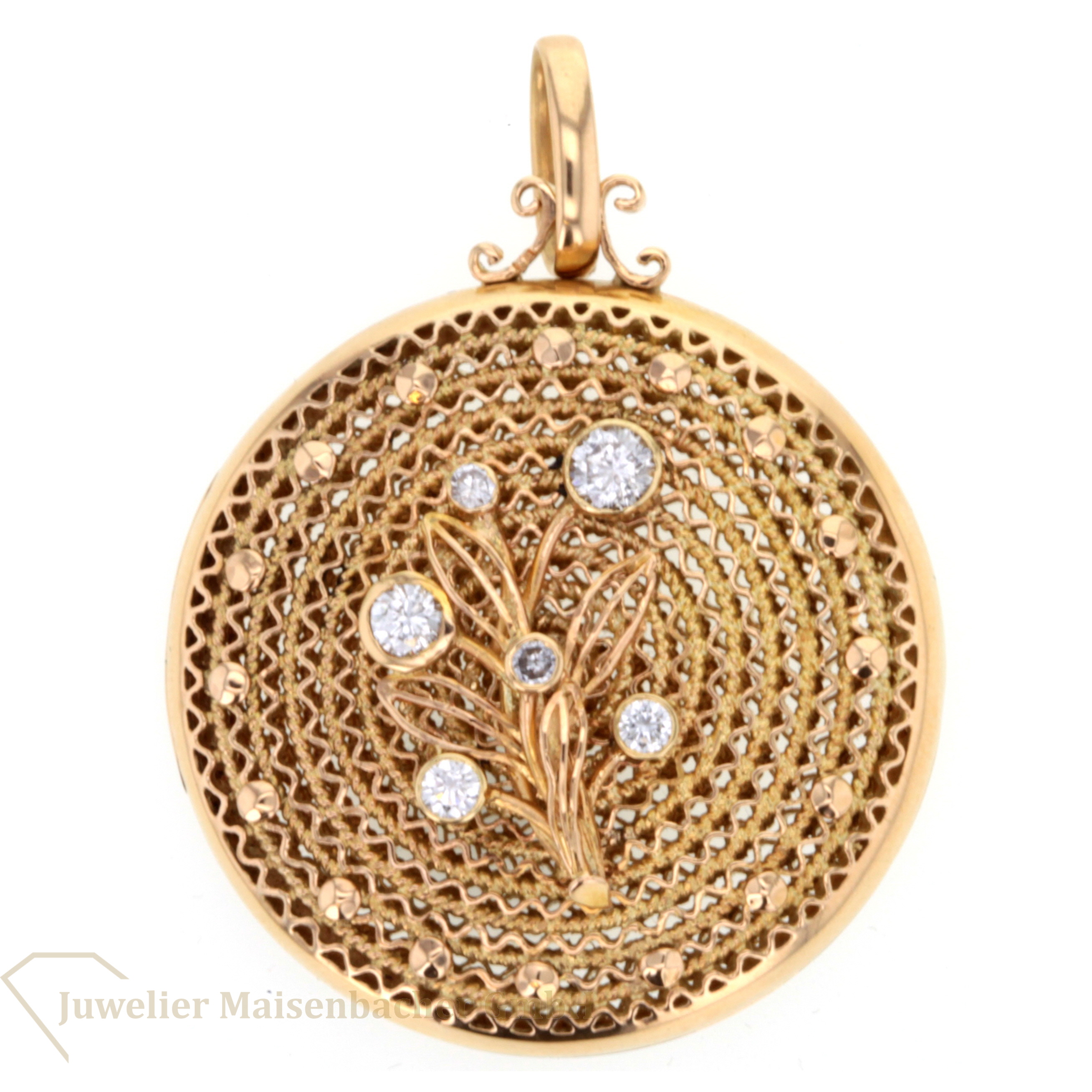 Medaillon *Amulette* Anhänger mit Brillanten Gold