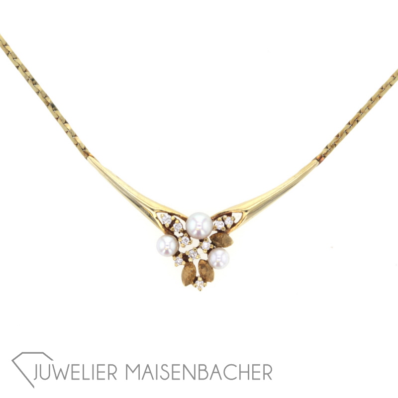 Goldenes Diamant Collier Akoya