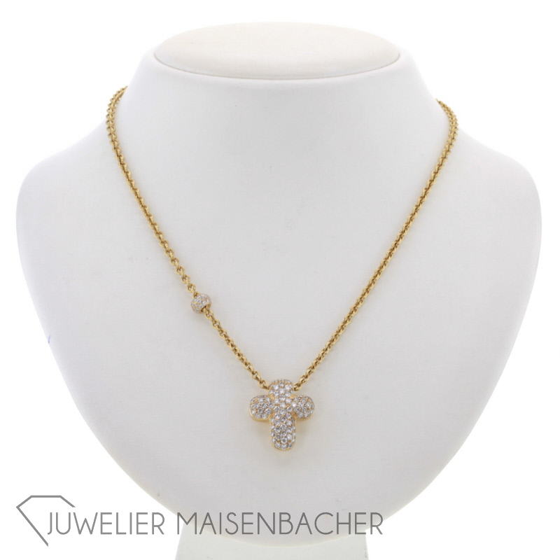 Collier mit Kreuzanhänger Brillanten Pavé beidseitig tragbar