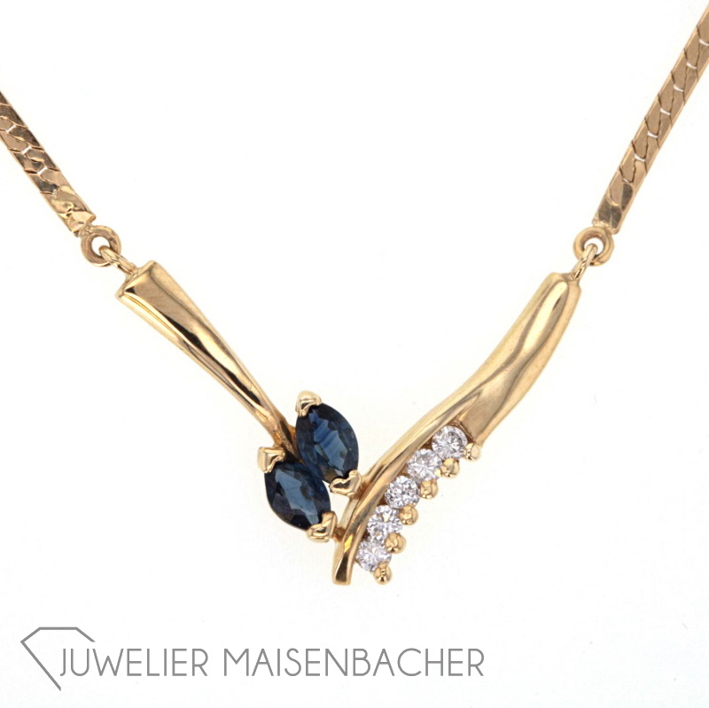 Goldenes Saphir Collier Brillant