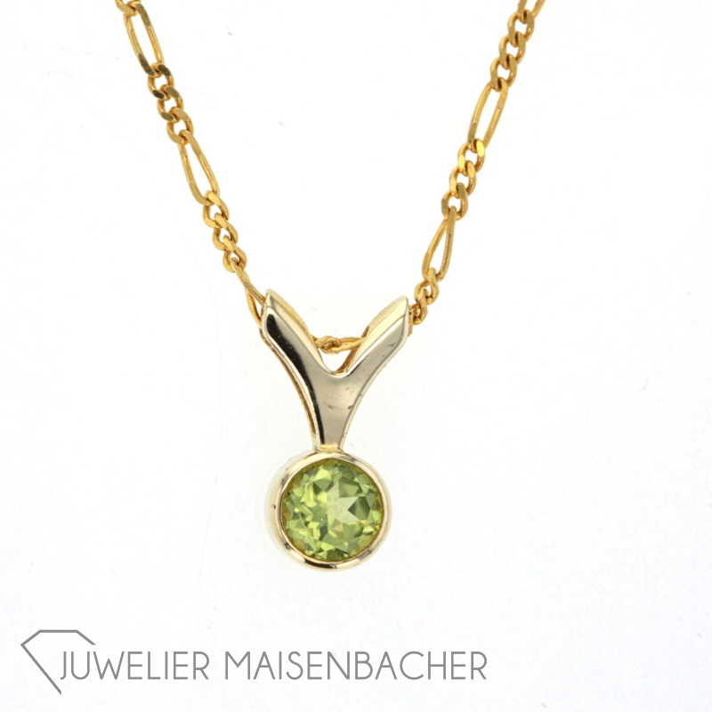 Goldkette Solitaire Anhänger Peridot