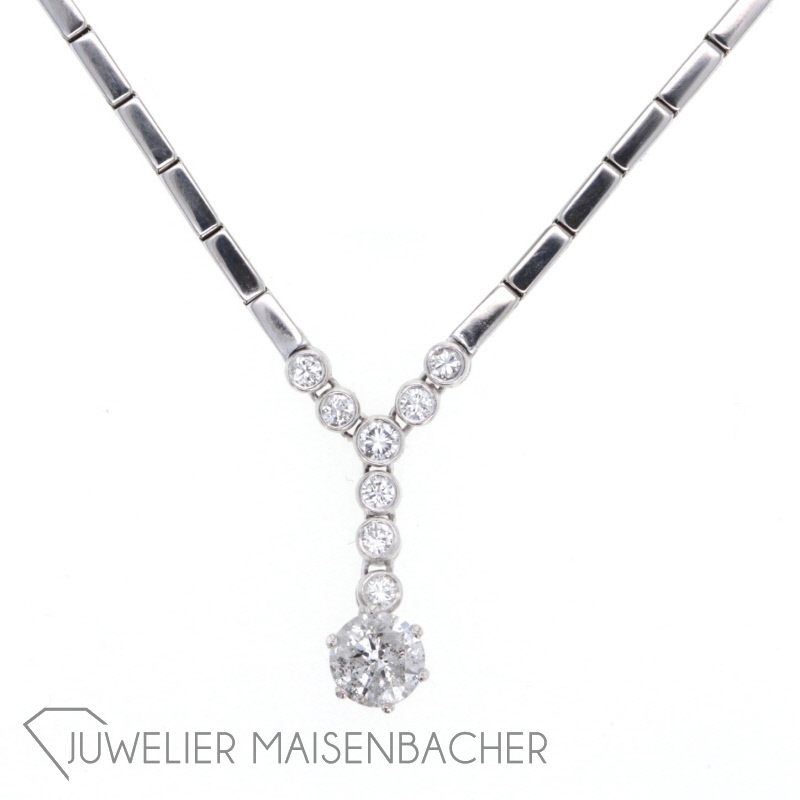 Diamantencollier Weißgold Einkaräter