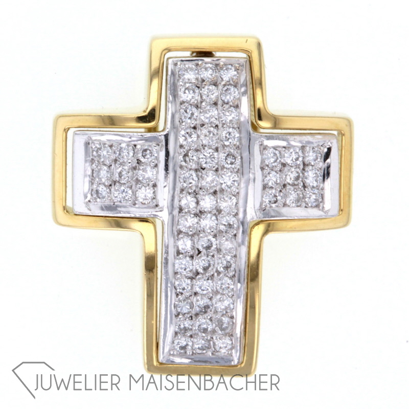 Diamant-Kreuz-Anhänger mit Goldkontur