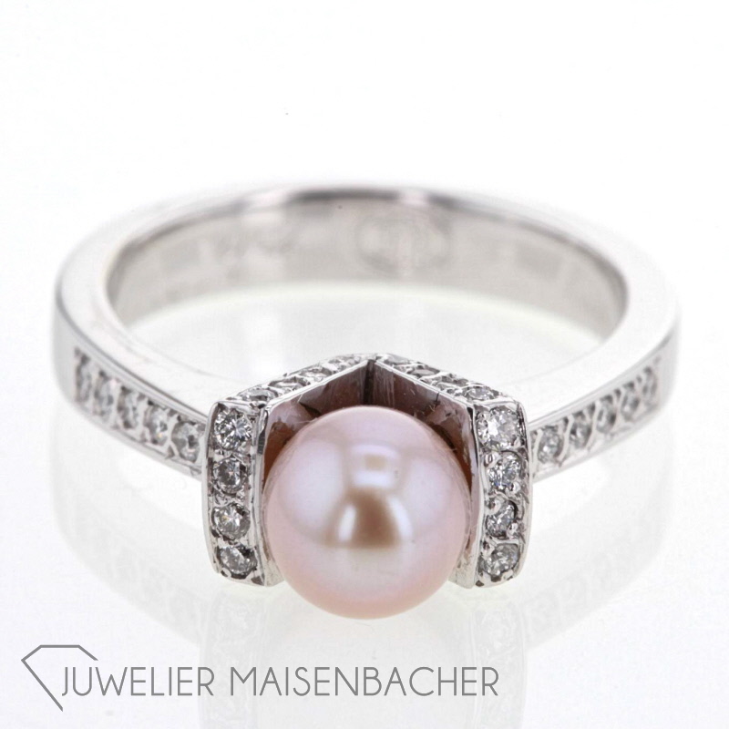 Diamantring, rosa Perle