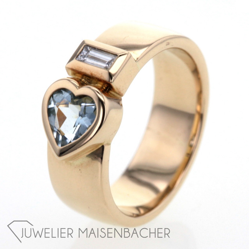 Ring Herz-Aquamarin Gold