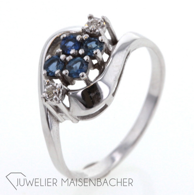 Saphir-Ring mit 2 Diamanten