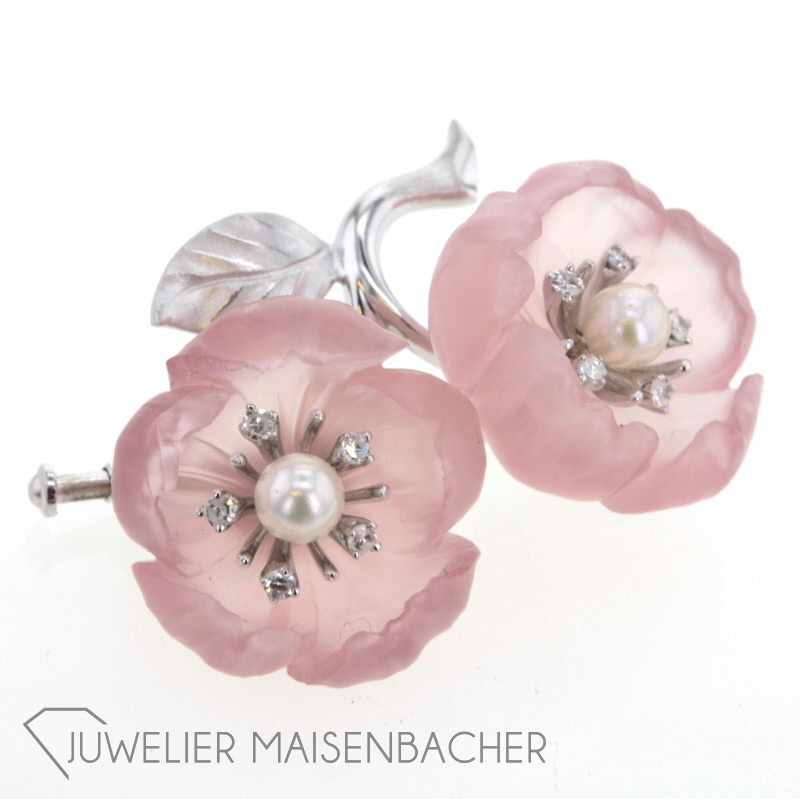 Brosche Kirschblüte Rosenquarz