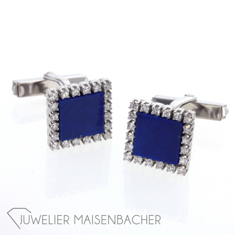 Lapis Diamant Manschettenknöpfe Weißgold