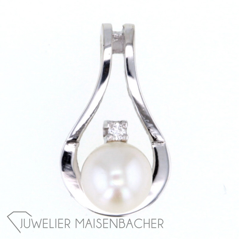 Anhänger Perle Diamant Weißgold