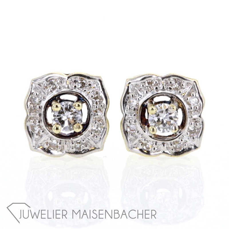 Diamantohrstecker Blume Diamanten Gold