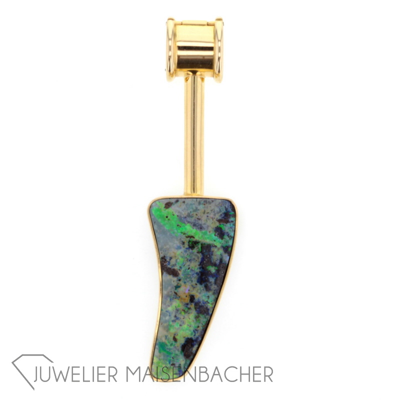 Großer Boulder Opal-Anhänger, Clip-Öse Gold