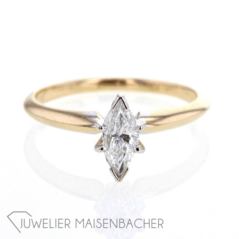 Solitairering *Marquise*, 0.30ct., Größe 50