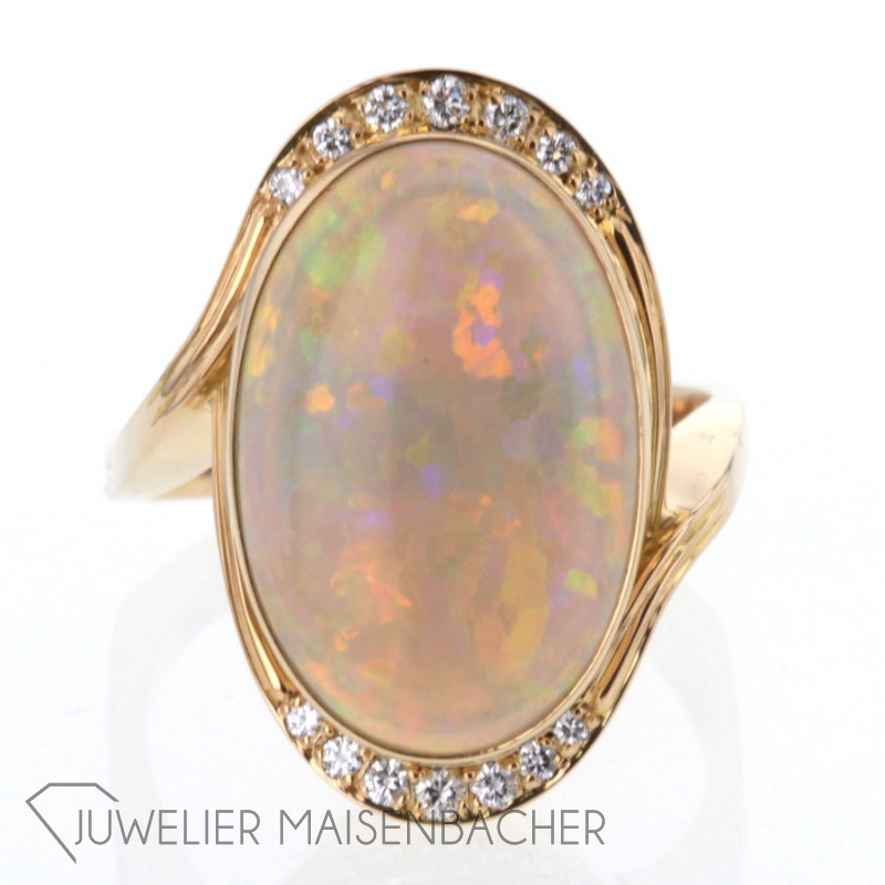 Ring *Edelopal*, Brillanten, RG 54