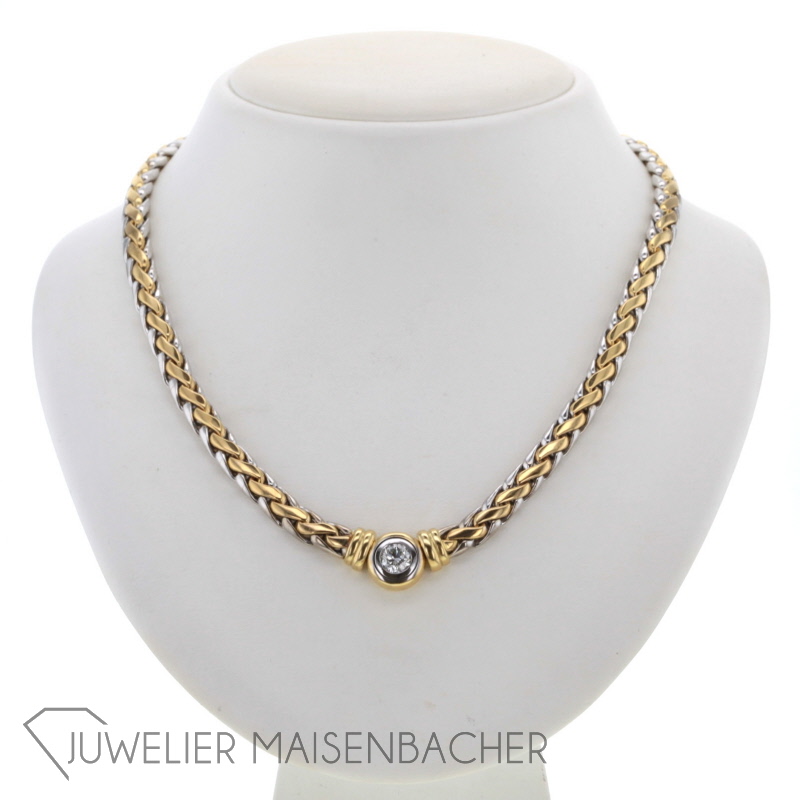 Solitaire-Collier Einkaräter Gold Bicolor