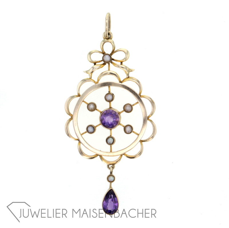 Antiker Anhänger Amethyst Perlen