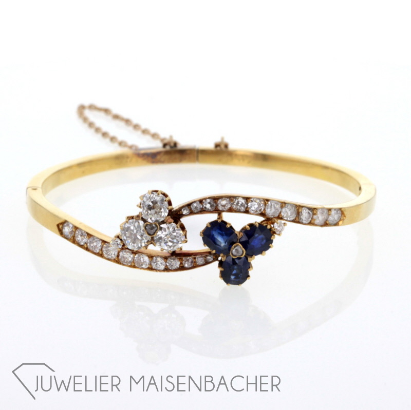 Victorianischer Armreif mit Saphiren und Diamanten