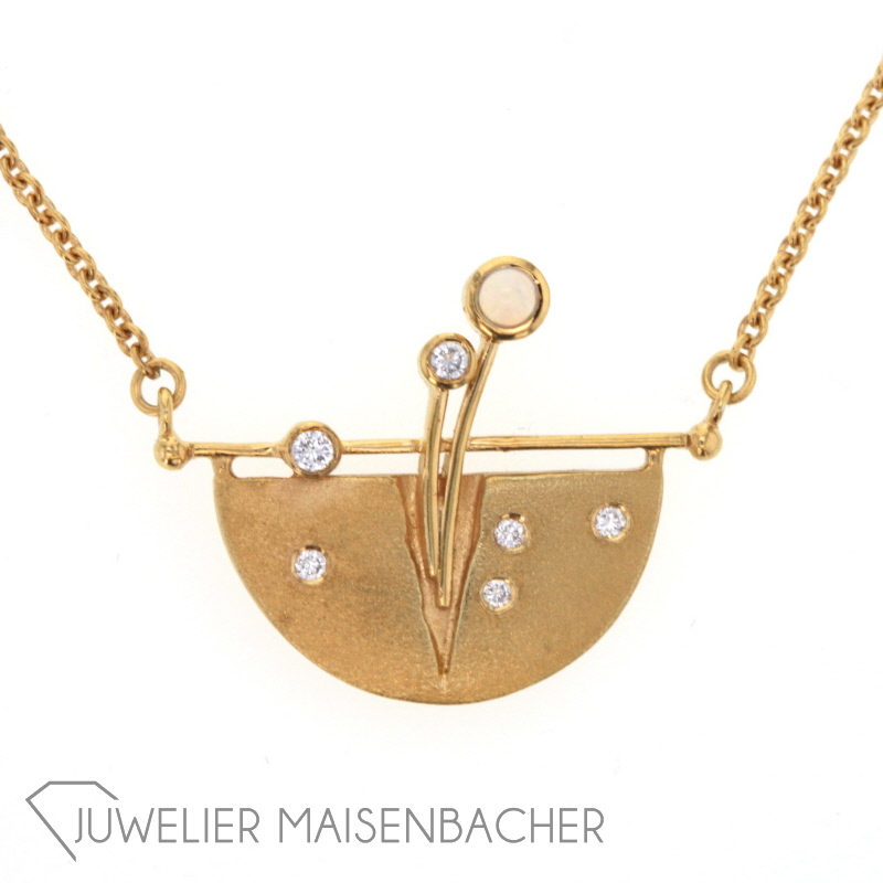 Design-Collierkette mit Opal und Brillanten