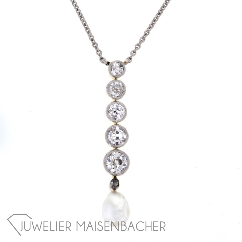 Art Deco Diamant Collier Perle