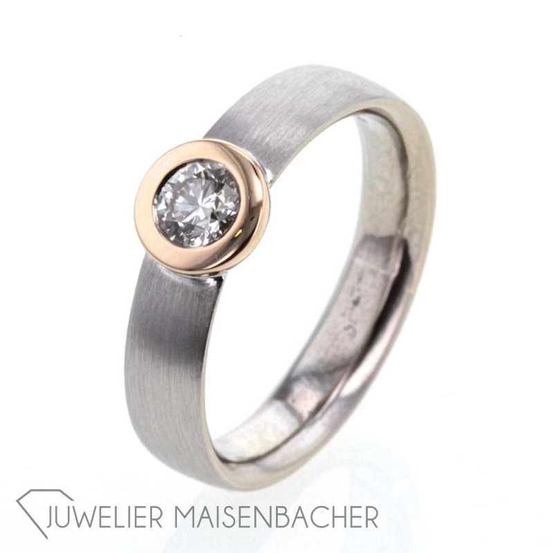 Solitaire-Ring mit Roségold-Fassung