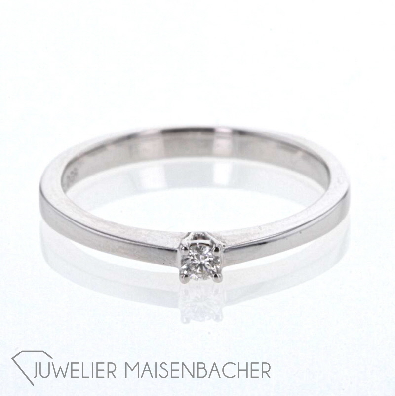 Klassischer Solitaire-Ring Weißgold