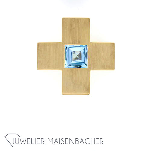 Anhänger *Kreuz* mit Aquamarin, Unikat