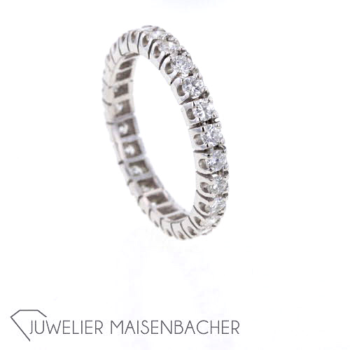 Klassischer Memory-Ring Weißgold mit 26 Brillanten, RG 56