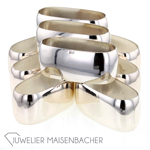 Set aus 9 klassischen Servietten-Ringen 835/- Silber