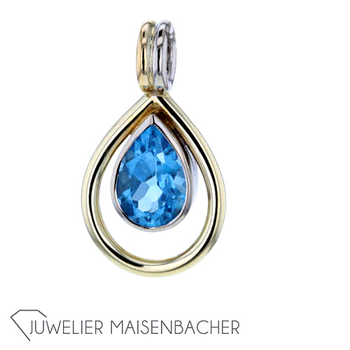 Juwelier Katzler Anhänger *Aquamarin* Gold bicolor