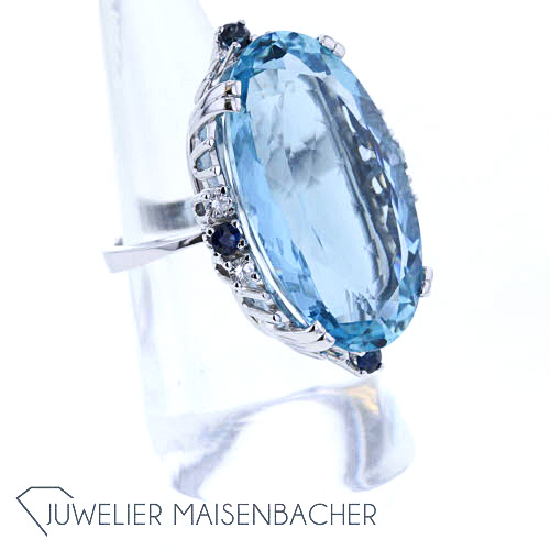 Opulenter Cocktail-Ring *Aquamarin*, Ringgröße 57