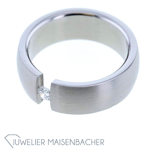 Spannring *Edelstahl* mit 1 Brillant, Ringgröße 56