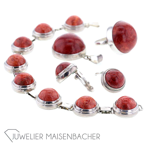 Schmuckset *Koralle* 925/- Sterling Silber, Polen, Bialystok