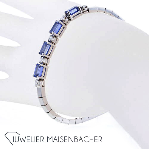 Armband *Tansanit* mit 5 Brillanten, Tragelänge 17cm