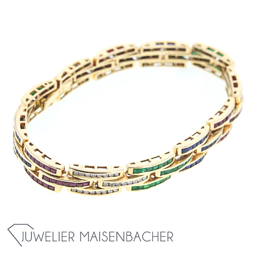 Klassisches Armband *Edelstein tricolor*, Tragelänge 17cm