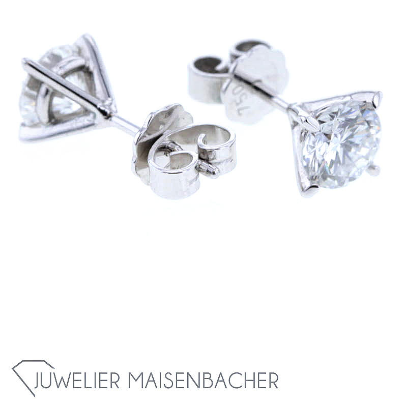 Klassische Solitaire-Ohrstecker mit je 1 Brillanten 1.01ct.