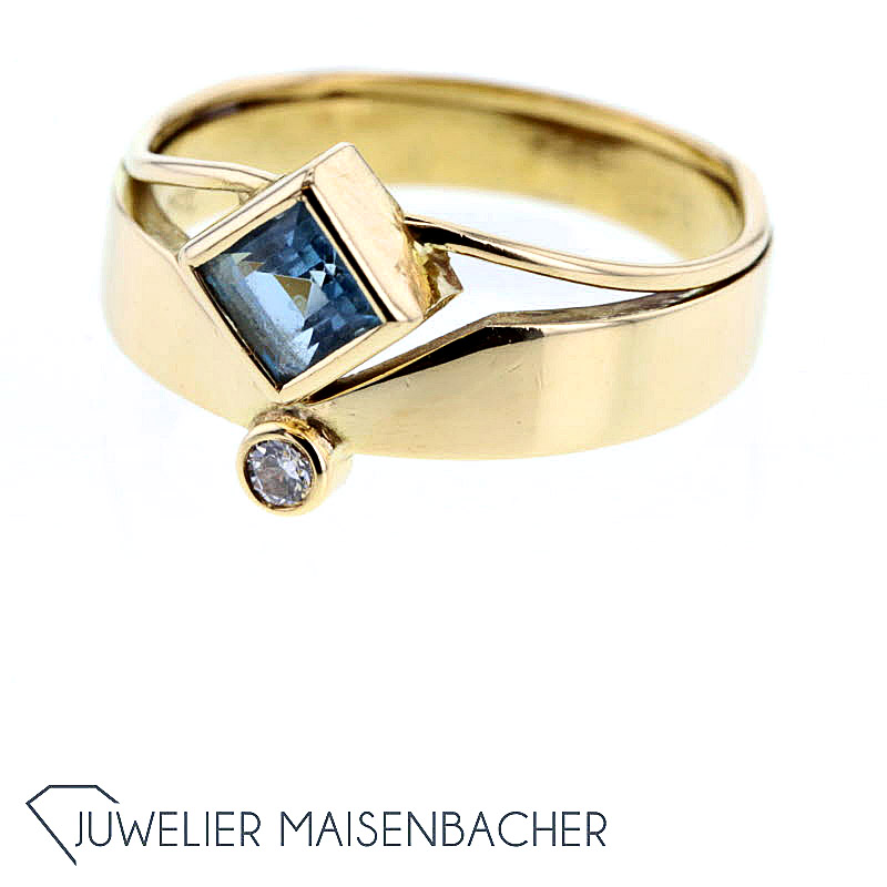 Goldschmiede Engelhardt-Nuss Aquamarin-Ring, Ringgröße 54