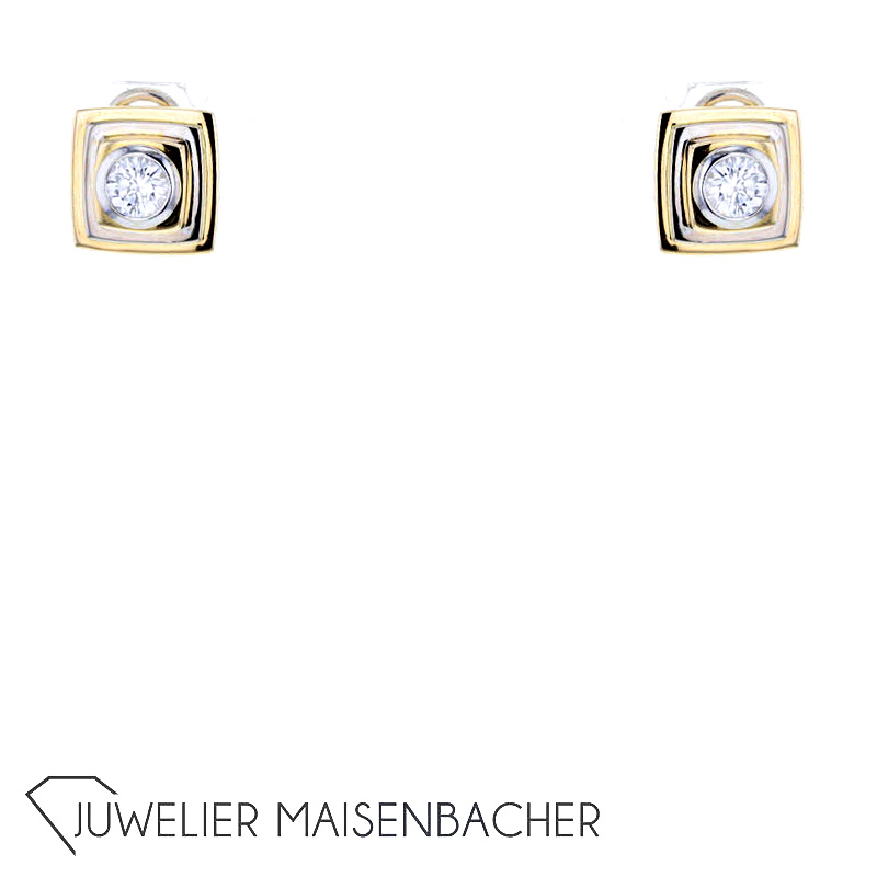 Solitaire-Ohrstecker/Ohrclip mit Brillant Gold