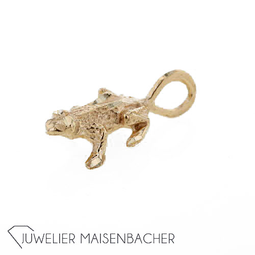 Kleiner Anhänger (3 D) Frosch Gold