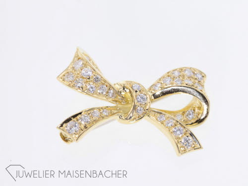 Damen Brosche Schleife mit Diamanten