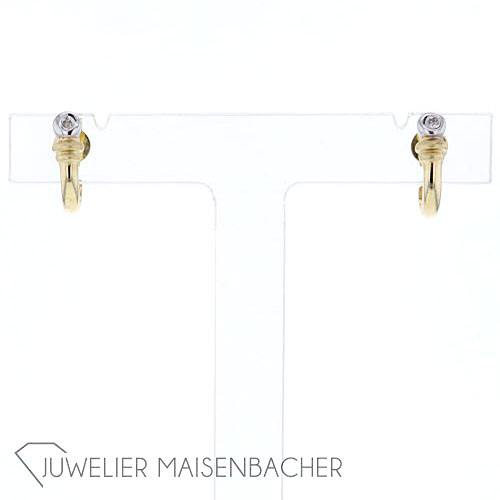 Schlichte Bicolor Damen Ohrstecker mit Diamanten