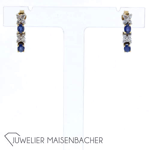 Bicolor Damen Ohrstecker Saphir und Diamant