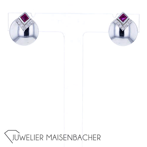 Damen Ohrstecker mit Rubin und Diamanten