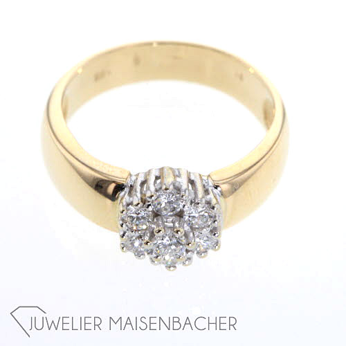 Bicolor Damen Ring mit Diamanten Ringgröße 54