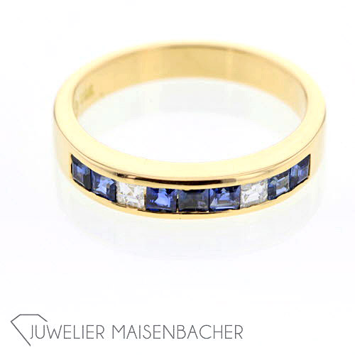 Zeitloser Damen Ring mit Saphir und Diamanten Ringgröße 53