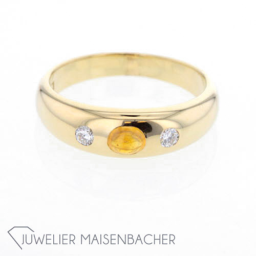 Damen Ring gelber Saphir Diamant Ringgröße 53