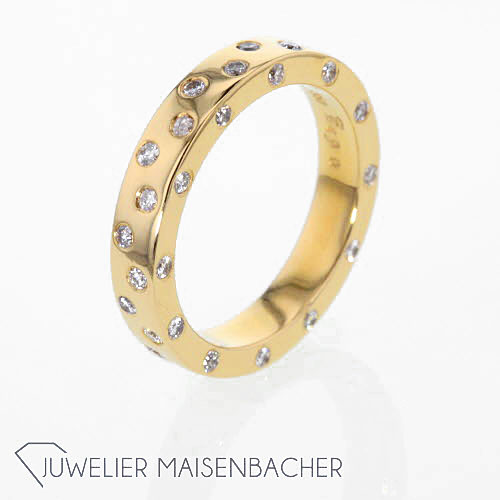 Schmuckset offene Halb-Creolen und Ring mit Brillant Gold