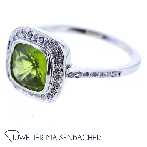 Damen Ring *Peridot* Diamant Ringgröße 56