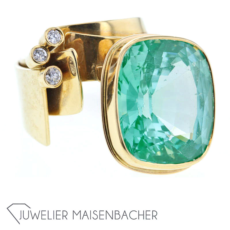 Opulenter Design-Ring *Aquamarin*, Unikat, Ringgröße 57